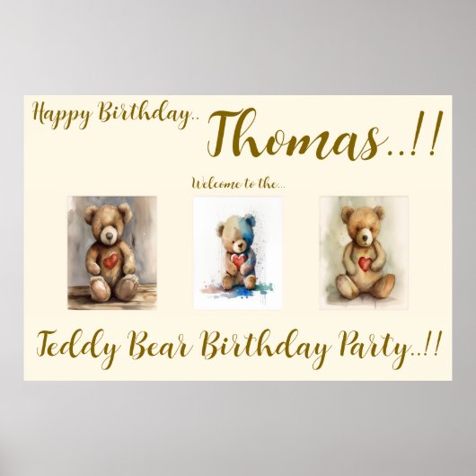 Teddy Bear Birthday Party Poster (Voorkant)