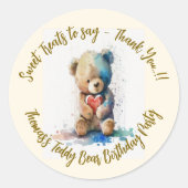 Teddy Bear Birthday Party Ronde Sticker (Voorkant)