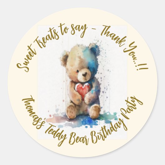 Teddy Bear Birthday Party Ronde Sticker (Voorkant)