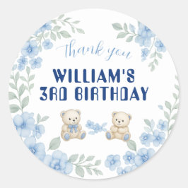 Teddy Bear Birthday Party Ronde Sticker