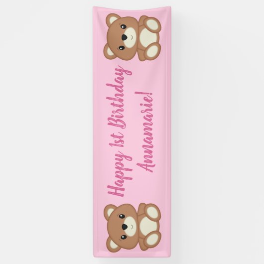 Teddy Bear Birthday Party Spandoek (Verticaal)