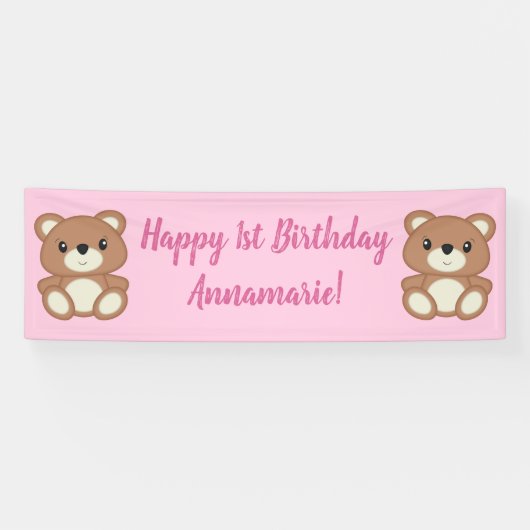 Teddy Bear Birthday Party Spandoek (Horizontaal)