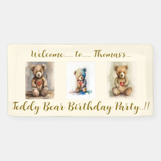 Teddy Bear Birthday Party Spandoek (Horizontaal)