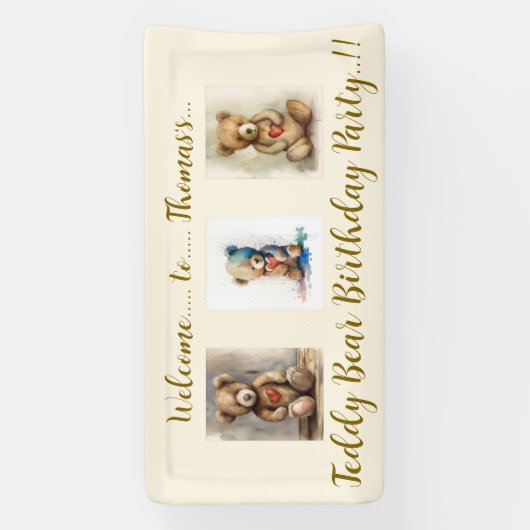 Teddy Bear Birthday Party Spandoek (Verticaal)