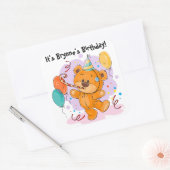 Teddy Bear Birthday Party Vierkante Sticker (Envelop)