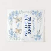 Teddy Bear Birthday Party Wandkleed (Voorkant (horizontaal))