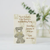 Teddy Bear Birthday Uitnodiging (Staand voorkant)