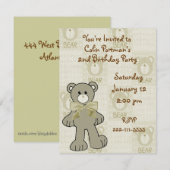 Teddy Bear Birthday Uitnodiging (Voorkant / Achterkant)