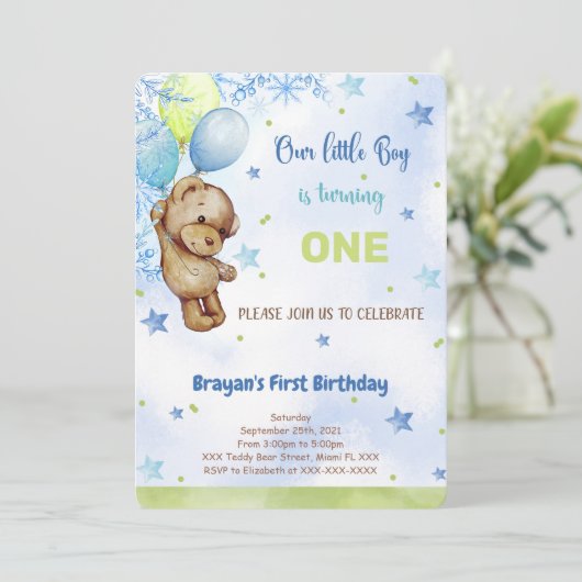 Teddy Bear Birthday Uitnodiging (Staand voorkant)