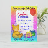 Teddy Bear Birthday Uitnodiging (Staand voorkant)