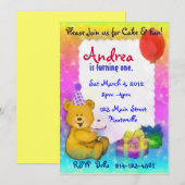 Teddy Bear Birthday Uitnodiging (Voorkant / Achterkant)