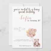 Teddy Bear Birthday Uitnodiging (Voorkant)