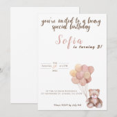 Teddy Bear Birthday Uitnodiging (Voorkant / Achterkant)