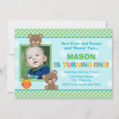 Teddy Bear Birthday Uitnodiging 5x7 Fotokaart (Voorkant)