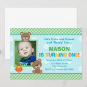 Teddy Bear Birthday Uitnodiging 5x7 Fotokaart (Voorkant / Achterkant)