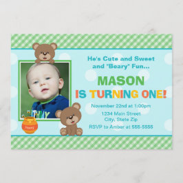 Teddy Bear Birthday Uitnodiging 5x7 Fotokaart