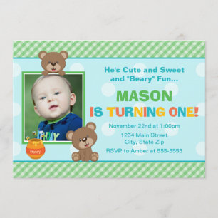 Teddy Bear Birthday Uitnodiging 5x7 Fotokaart