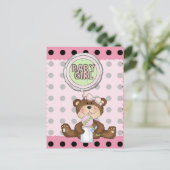 Teddy Bear Black Dot op Roze Briefkaart (Staand voorkant)