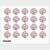 Teddy Bear Black Dot op Roze Ronde Sticker (Vel)