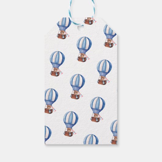 Teddy Bear Blauw 1e Verjaardag Cadeaulabel (Achterkant)