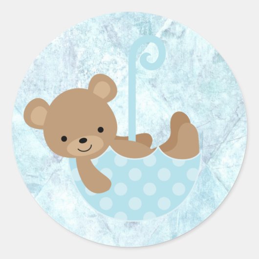 Teddy Bear Blauw Baby shower Stickers (Voorkant)