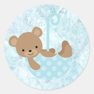 Teddy Bear Blauw Baby shower Stickers