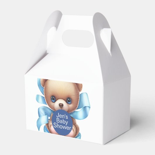 Teddy Bear Blauw Baby shower Thema Favoriet Box Bedankdoosjes (Achterkant)