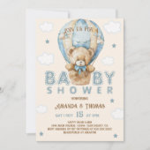 Teddy Bear Blauw Jongen Baby shower Kaart (Voorkant)