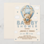Teddy Bear Blauw  Jongen Baby shower Kaart (Voorkant / Achterkant)