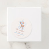 Teddy Bear Blauw Tan Balloons Jongen Baby shower Bedankjes Labels (In situ)
