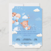 TEDDY BEAR BLAUWE BABYSHOWER UITNODIGING (Voorkant)