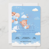 TEDDY BEAR BLAUWE BABYSHOWER UITNODIGING (Voorkant)