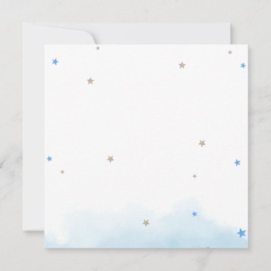 Teddy Bear Blauwe Ballonnen Dank je Kaart (Achterkant)