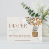 Teddy Bear, Blauwe Balloons, Dappere Raffle Informatiekaartje (Staand voorkant)