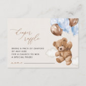 Teddy Bear, Blauwe Balloons, Dappere Raffle Informatiekaartje (Voorkant)