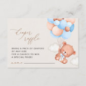 Teddy Bear, Blauwe Balloons, Dappere Raffle Informatiekaartje (Voorkant)