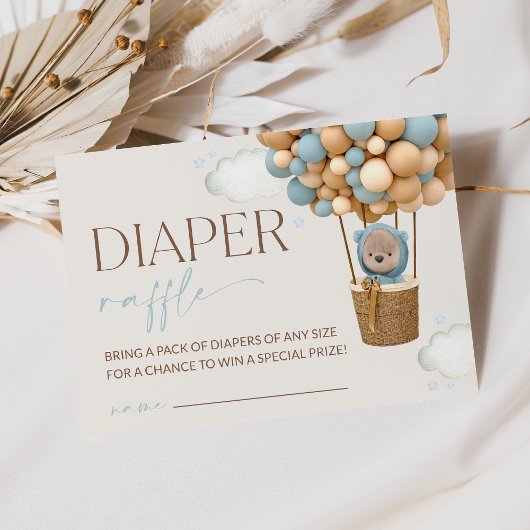 Teddy Bear, Blauwe Balloons, Dappere Raffle Informatiekaartje