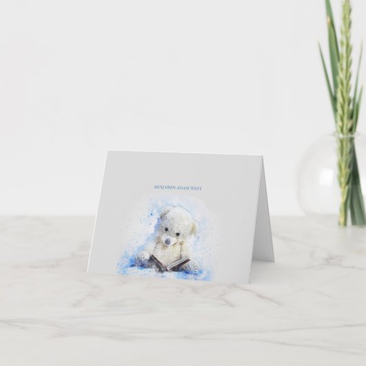 Teddy Bear Blauwe Foto Dank u Notecard Bedankkaart (Voorkant)