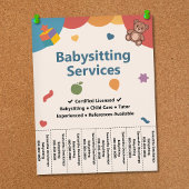 Teddy Bear & Blocks Babysitting Tear Off Strips Flyer