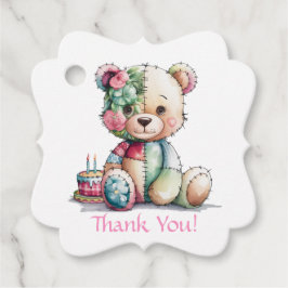 Teddy Bear Bloemen Patchwork Meisje Baby shower Bedankjes Labels