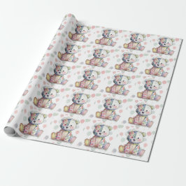 Teddy Bear Bloemen Patchwork Meisje Baby shower Cadeaupapier