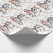 Teddy Bear Bloemen Patchwork Meisje Baby shower Cadeaupapier (Hoek)
