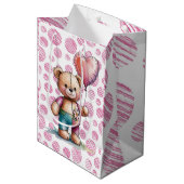 Teddy Bear Bloemen Patchwork Meisje Baby shower Medium Cadeauzakje (Voorkant Gekanteld)