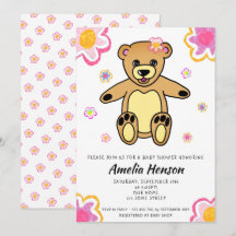 Teddy Bear Bloemenmeisje Floral Baby shower