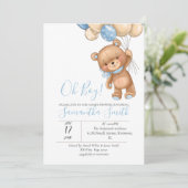 Teddy Bear Bloon Uitnodiging (Staand voorkant)