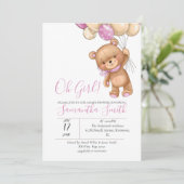 Teddy Bear Bloon Uitnodiging (Staand voorkant)
