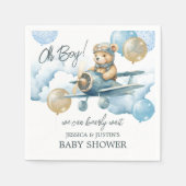Teddy Bear Blue Air Plane Baby shower Servet (Voorkant)