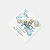 Teddy Bear Blue Air Plane Baby shower Servet (Hoek)