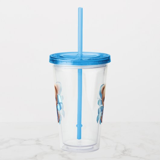 Teddy Bear Blue Baby shower Acryl Drinkbeker (Rechts)