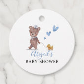 Teddy Bear Blue Baby shower Bedankjes Labels (Voorkant)